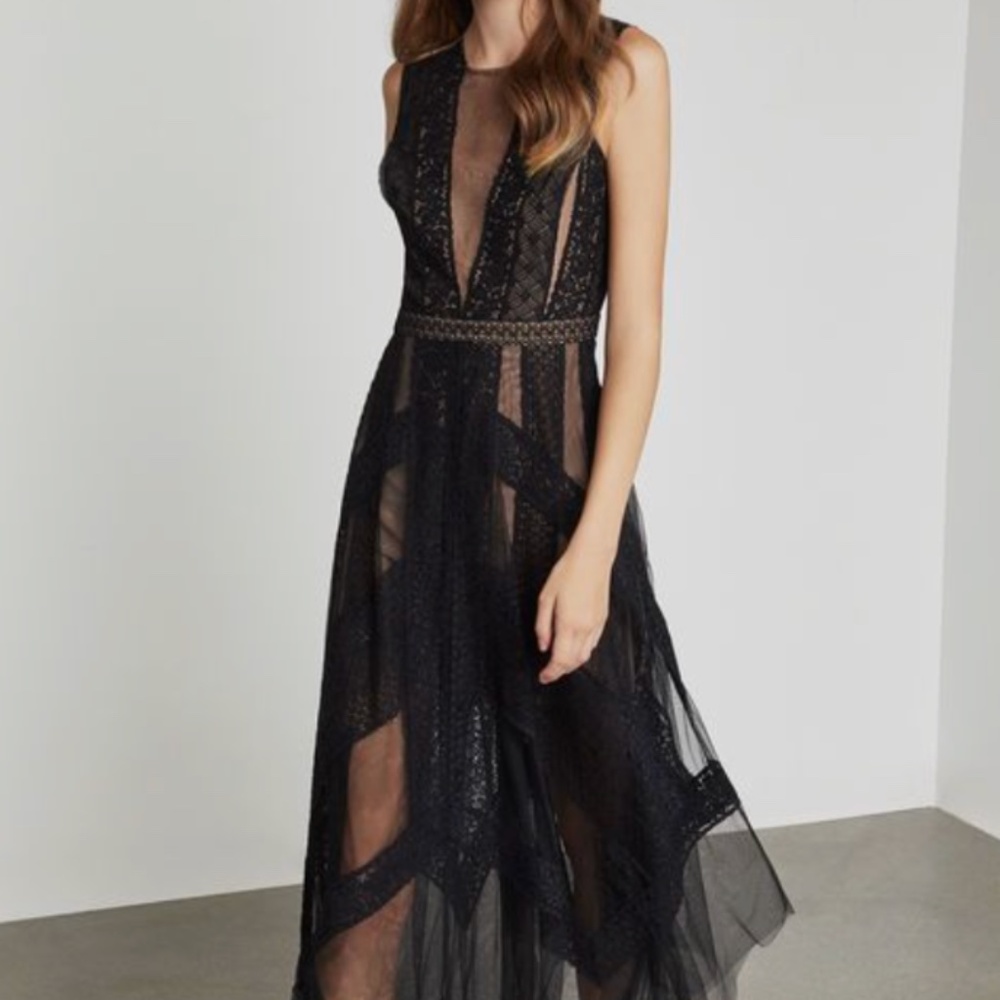BCBG MAXAZRIA Black Andi Asymmetric Tulle Gown DressNWT REATIL $398